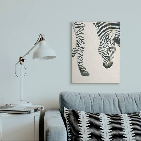 Stupell Industries Zebra Grazing Striped Safari Animal Hoof Detail Canvas Wall Art